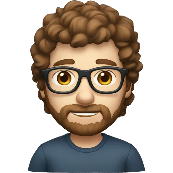 a 35 years old developer with glasses and blue eyes and brown hair emoji