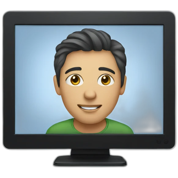 monitor with the video call on the screen emoji