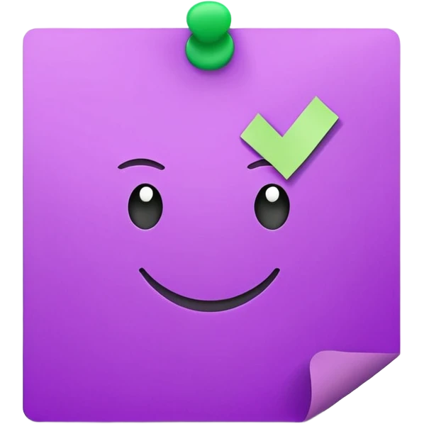 purple post-it note with green checkmark emoji