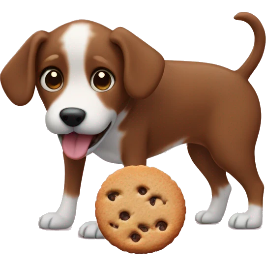 Dog eats crumbl cookie emoji