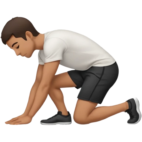 apple style emoji of a man kneeling on the ground, side view, with head lowered and hands touching the floor emoji