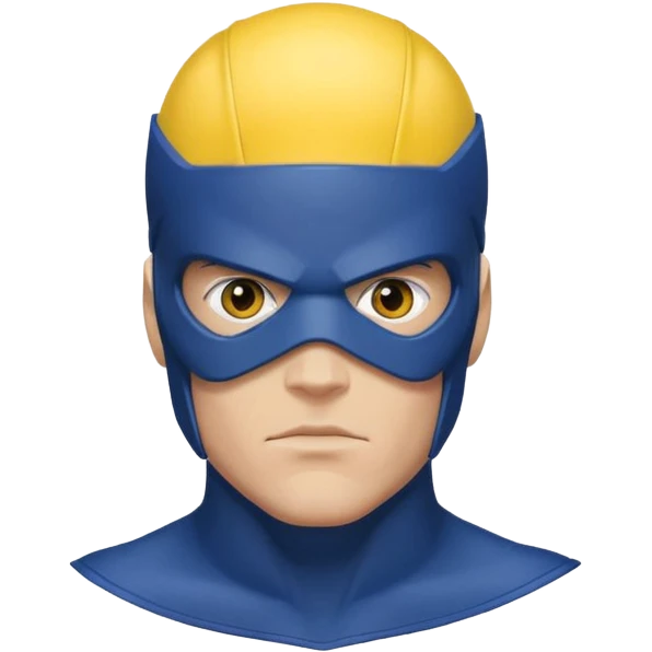 marvel superhero cyclops x-men. blue cowl with iconic yellow visor with red stripe through emoji