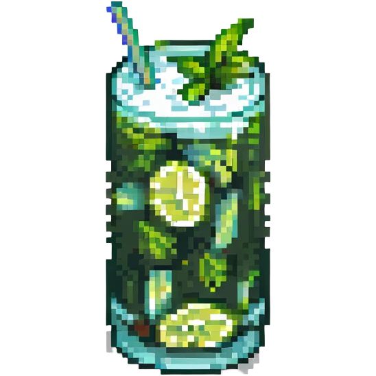 a glass of mojito, pixel art style emoji