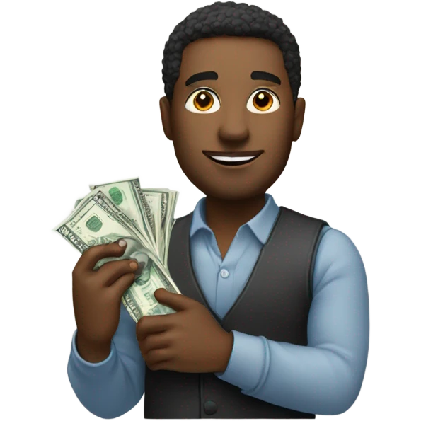 Man holding 3 jillion dollars cash emoji