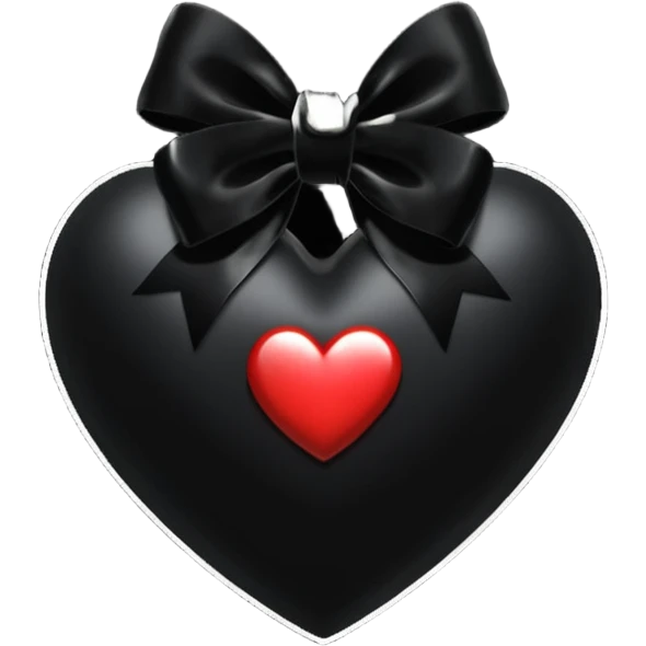 heart with a velvet bow, goth emoji