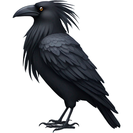 Crow wearing a big mullet wig emoji