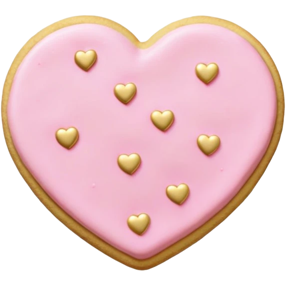 pink buttercream sugar cookie with gold heart sprinkles  emoji
