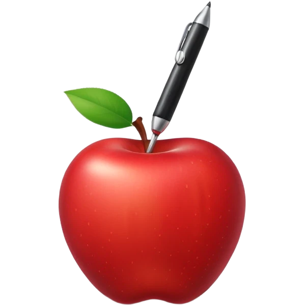Pen stuck in an apple emoji