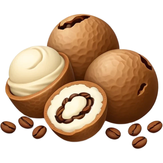 bolitas de helado de cafe con semilla de cafe minimalista  emoji