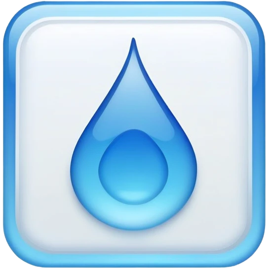 a Tiny compressed Stylized blue droplet symbol inside a pastel gradient white square icon, blue borders emoji