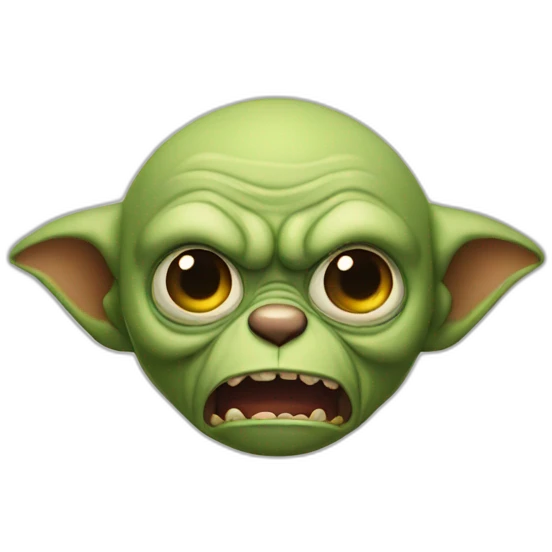 Old Gremlin With a Scared Oh No Face emoji