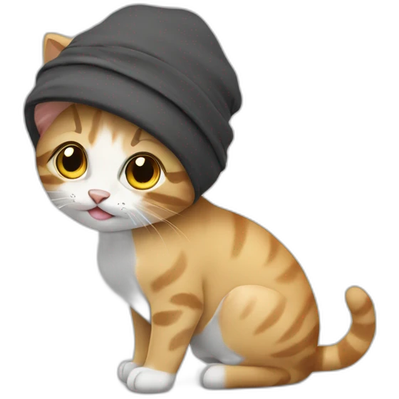Cute cat with durag hat emoji