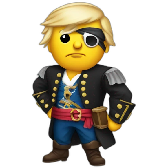 trump as a pirate with bald eagle on his shoulder emoji