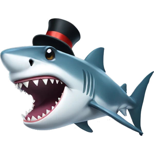Shark with a top hat emoji