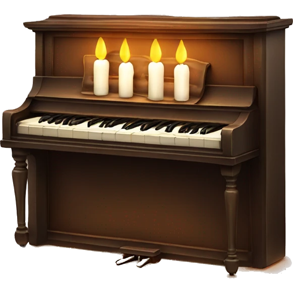 vintage piano with melted candles on top emoji