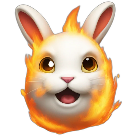 a fiery bunny emoji