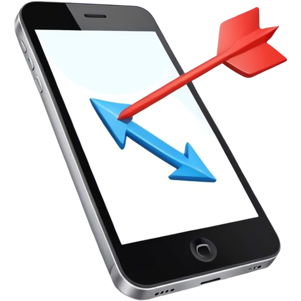 mobile phone and arrow coming out emoji