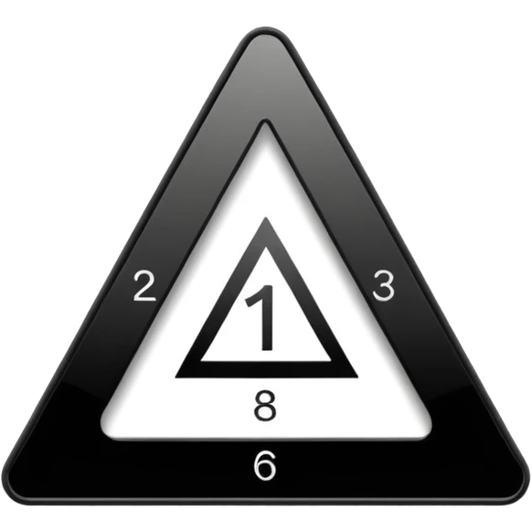 Minimalistic flat vector icon, iOS style, thin black contour on white background. Triangle with numbers inside, symbolizing equations. No text, no shadows emoji