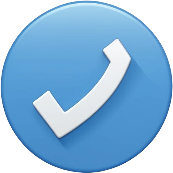 A white right ✔tick symbol on blue circle similar to verified badge emoji