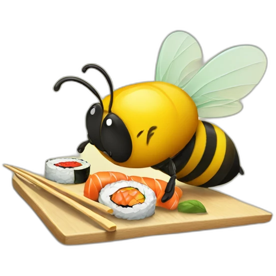 Bee eating sushi emoji