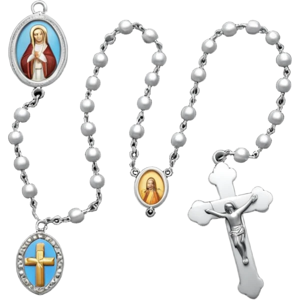 The phrase “Safe place” with a Catholic rosary around  emoji