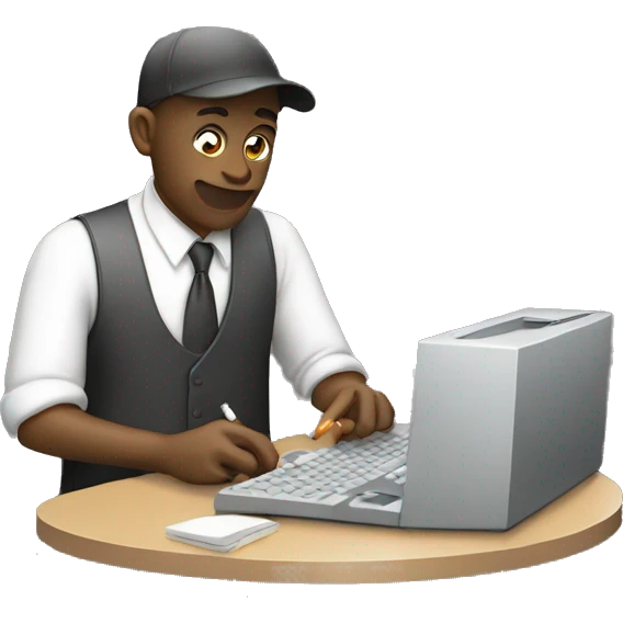 Working on computer smoking cigarette emoji