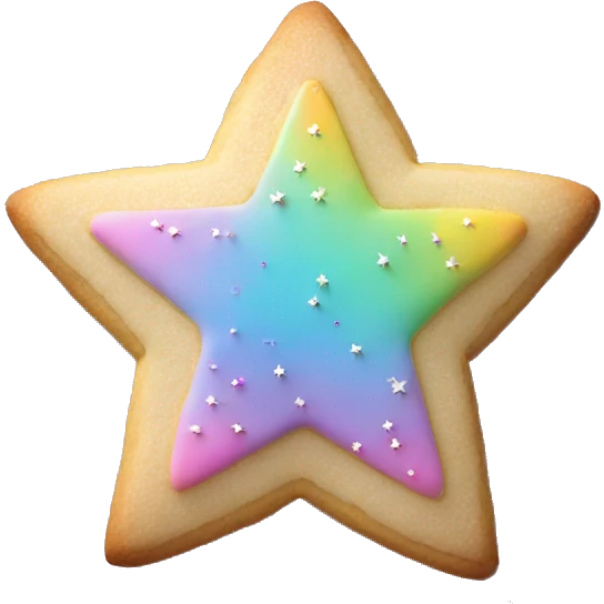 Realistic star shaped cookie with pastel ombre icing and sprinkles. emoji