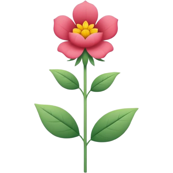 Minimalistic flat vector icon, iOS style, thin black contour on white background. Single flower with leaves, symbolizing floristry. Clean, elegant, no text, no shadows.
 emoji