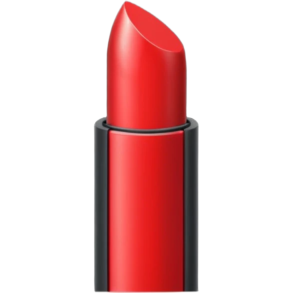A sleek matte-red lipstick in a black metal tube. emoji