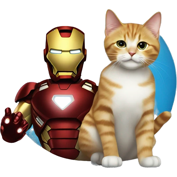 One Superhero iron man and cat laught ocean close emoji