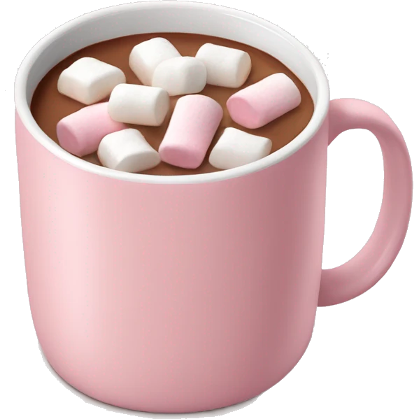 Light Pink mug of hot chocolate with marshmallows  emoji