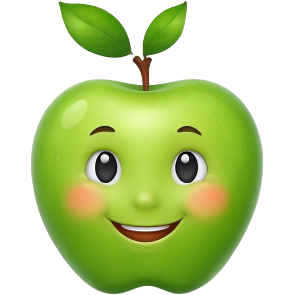 create a happy green apple with a face emoji