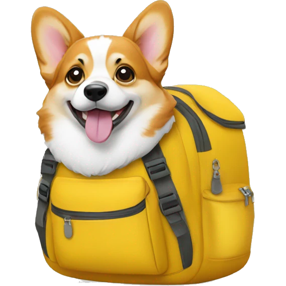 corgi inside yellow backpack emoji