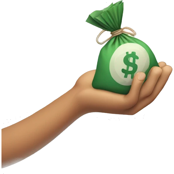 a hand holding a bag of money emoji