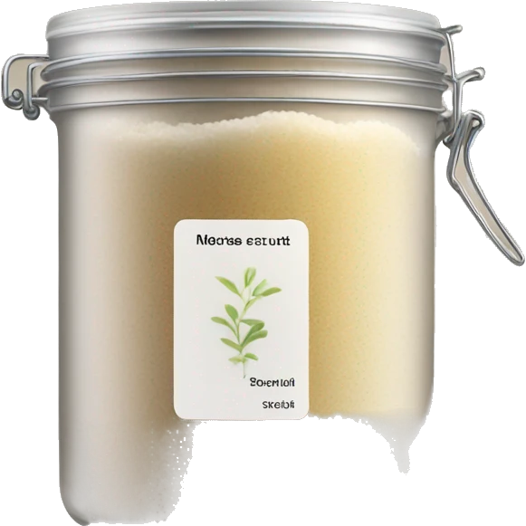 body scrub pot with label emoji