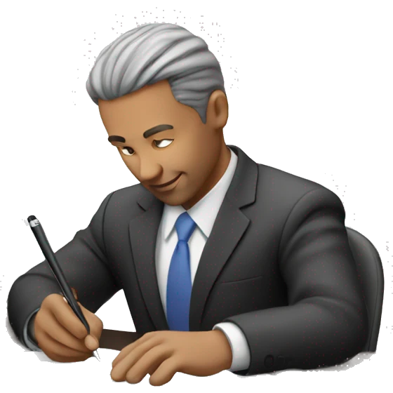 a man signing a document emoji