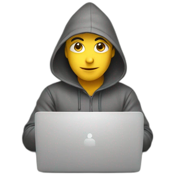 computer programmer using laptop with hood emoji