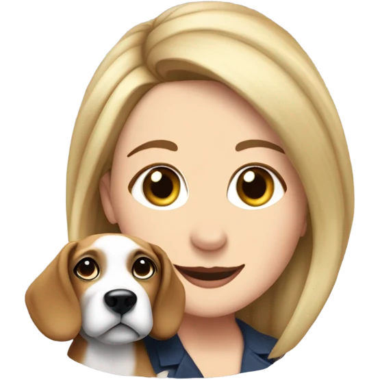 Louise Dearman with dog on head emoji