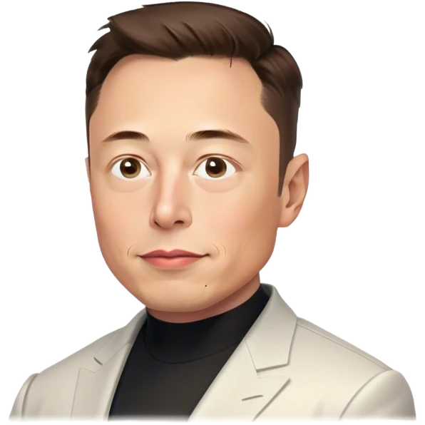 Elon Musk's three-quarters bust, slight head turn to the right and no neck or body
 emoji