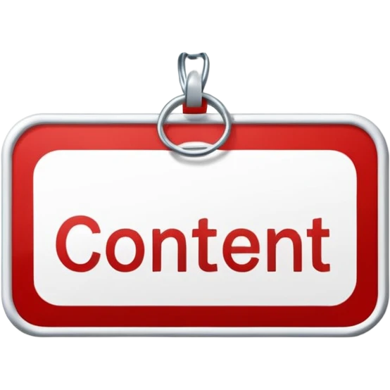 Remove the cords, keep the classic red and white name tag with the word 'content' emoji