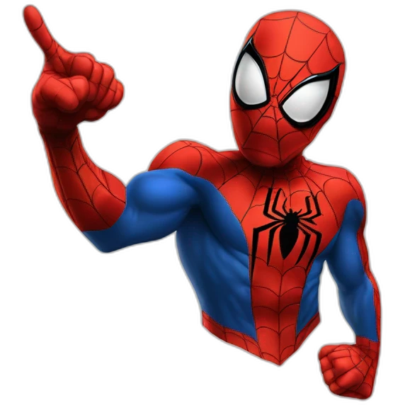 spiderman pointing finger at left side emoji