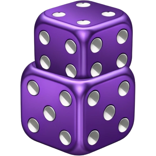 dark purple metallic dice, hearts instead of dots emoji