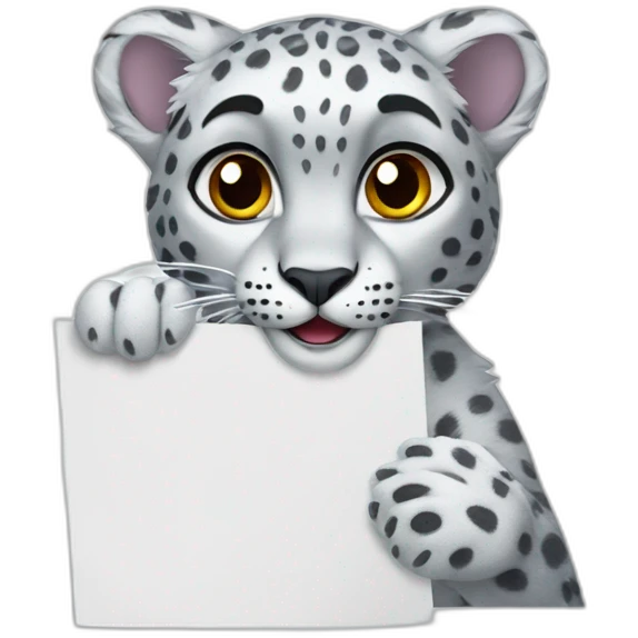 snow leopard holding a white sheet of paper emoji
