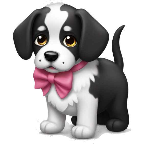 Black and white dog with bow emoji