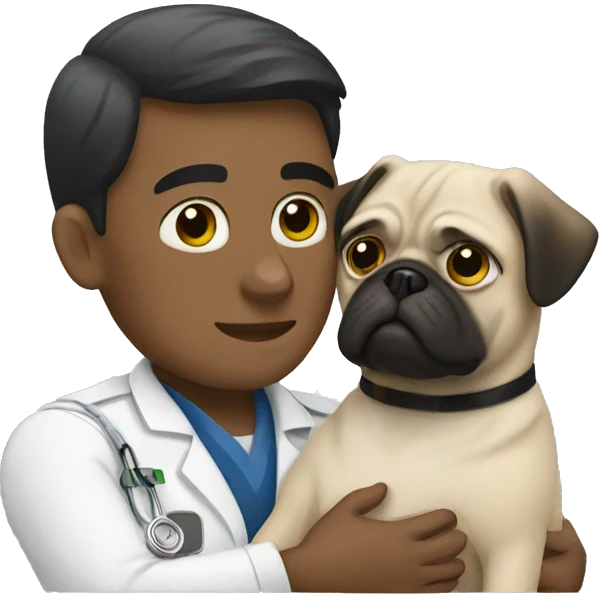 vet hugging a pug emoji