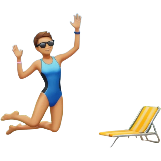 outdoor pool with diving board, simple and cheerful emoji