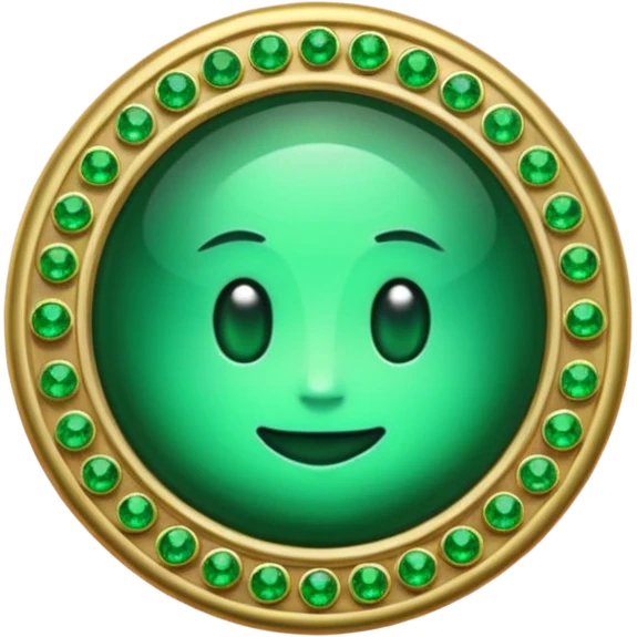 Create a custom emoji badge featuring a stylized, letter “S”. Theme it according to the Emerald rank from League of Legends. Use deep green gemstones, bright emerald glows, and polished metallic framing. Luxurious and clean.
 emoji