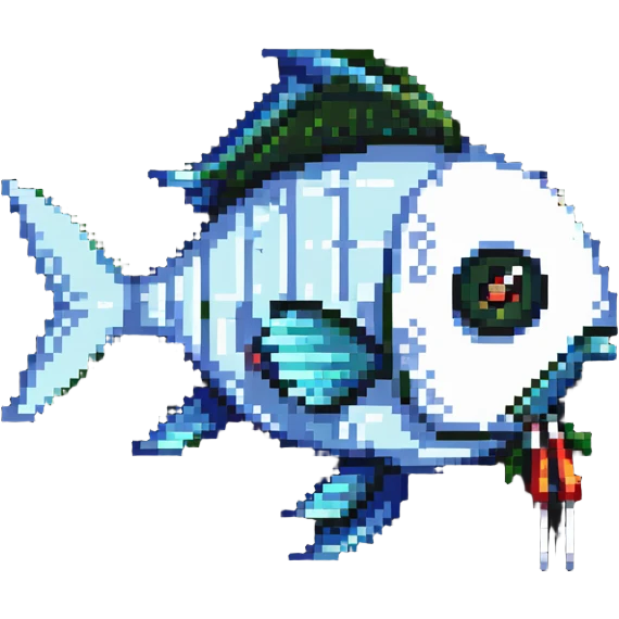 cartoon fish head with crossed-out X eyes and a bone sticking out, no body emoji