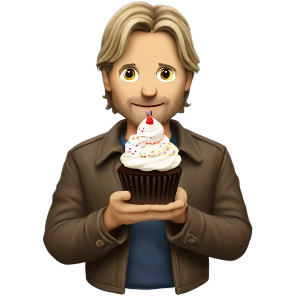 Viggo Mortenson carrying a birthday cupcake emoji
