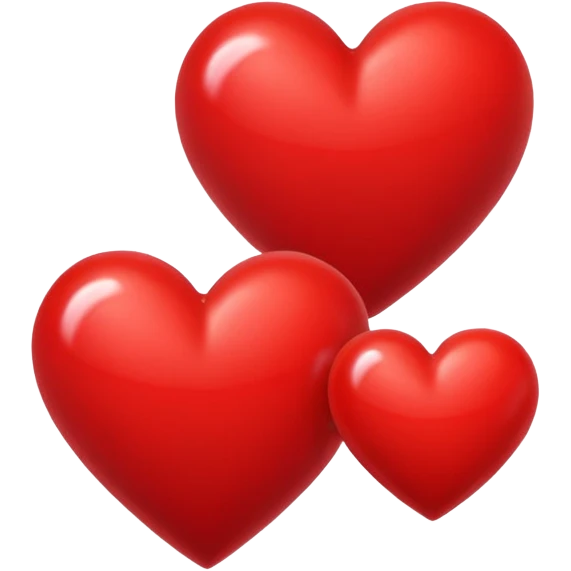 small red heart next to big red heart left heart not as red emoji
